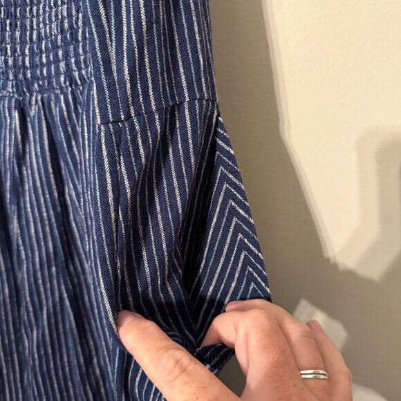 Old Navy Pinstripe Jumpsuit with adjustable straps and smocking in size Medium - Picture 6 of 7